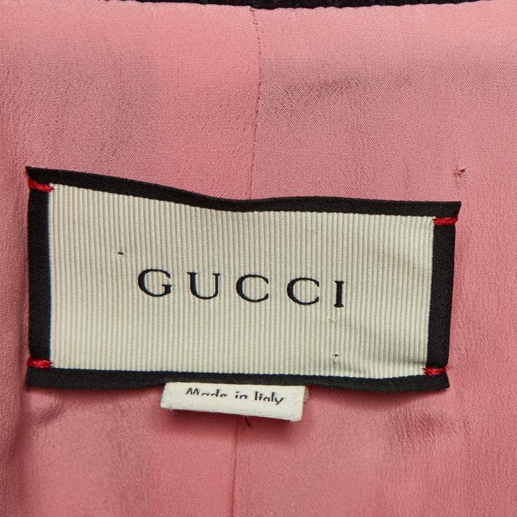 Pre Owned Gucci Black Floral Printed Silk Bomber Jacket S 