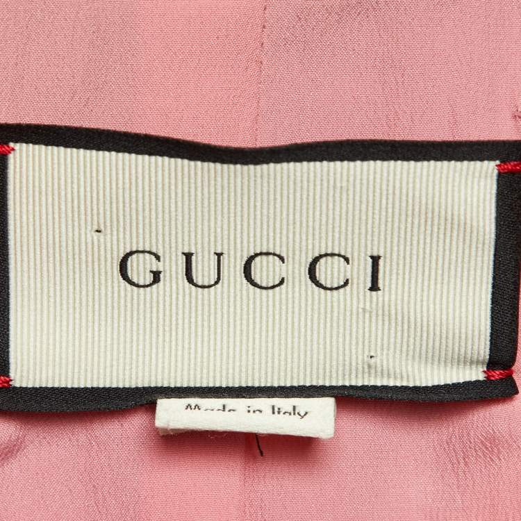 Pre Owned Gucci Black Floral Printed Silk Bomber Jacket S 
