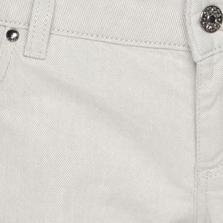 Pre Owned Gucci Off White Denim Wide Leg Pants M