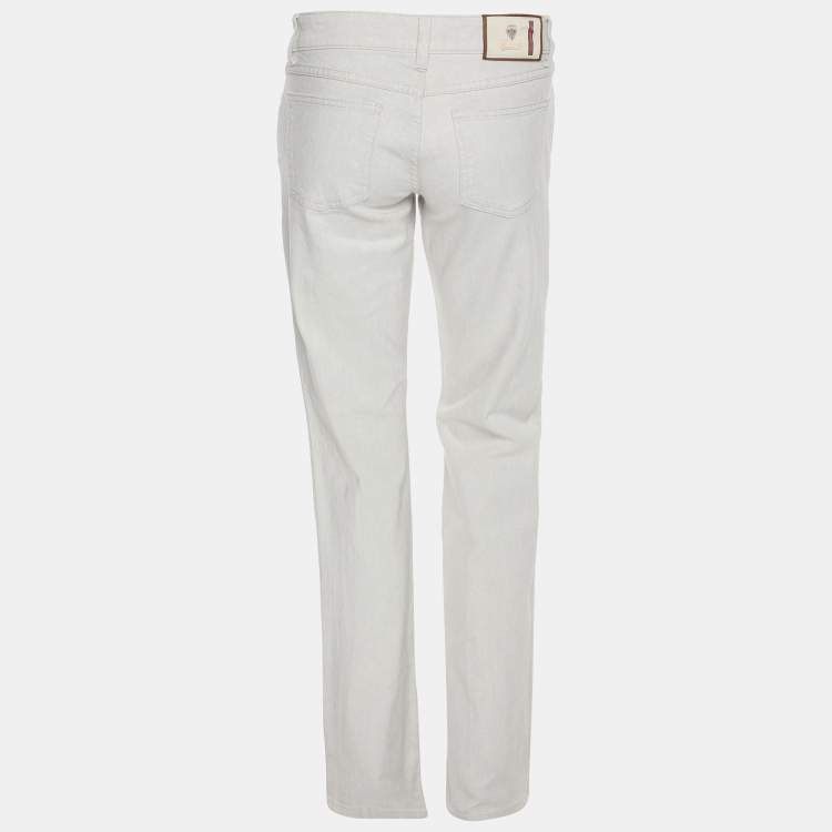 Pre Owned Gucci Off White Denim Wide Leg Pants M