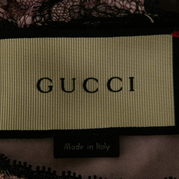 Pre Owned Gucci Purple Lace Pleated Midi Dress M