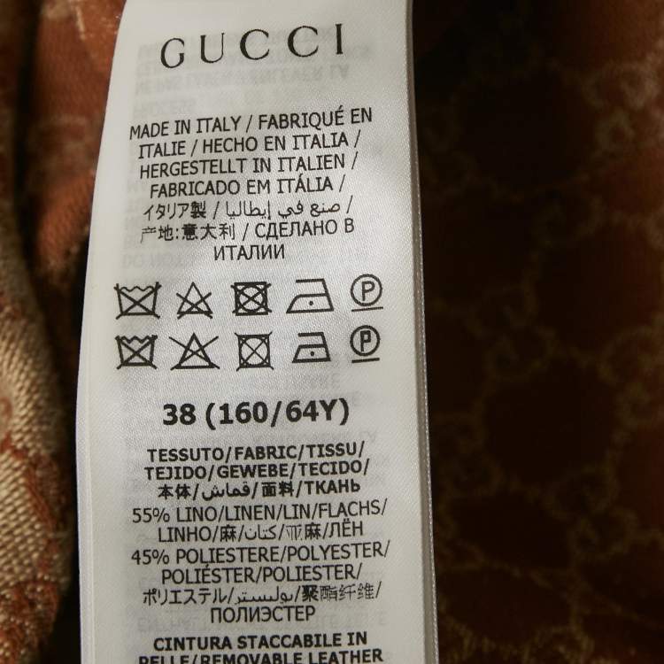 Pre Owned Gucci Brown GG Canvas Pleated Midi Dress S