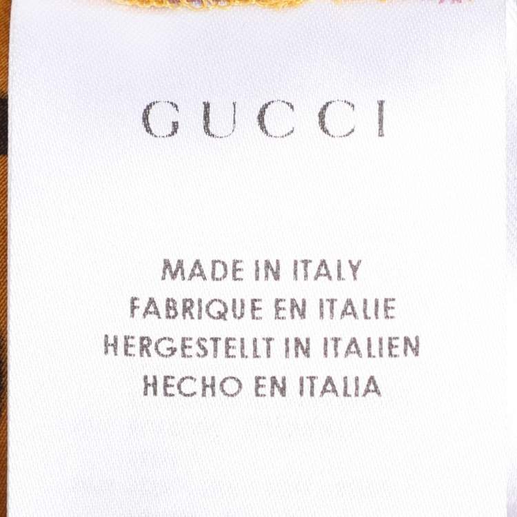 Pre Owned Gucci Ochre Yellow Paisley Printed Silk Elasticized Waist Jogger Pants S