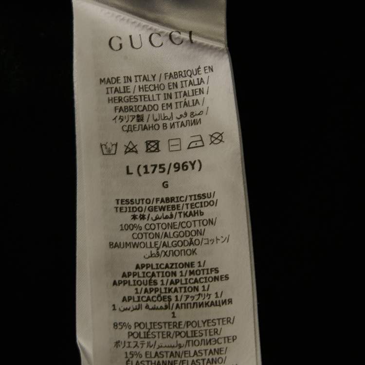 Pre Owned Gucci Black Floral Applique Cotton Maxi Dress L 