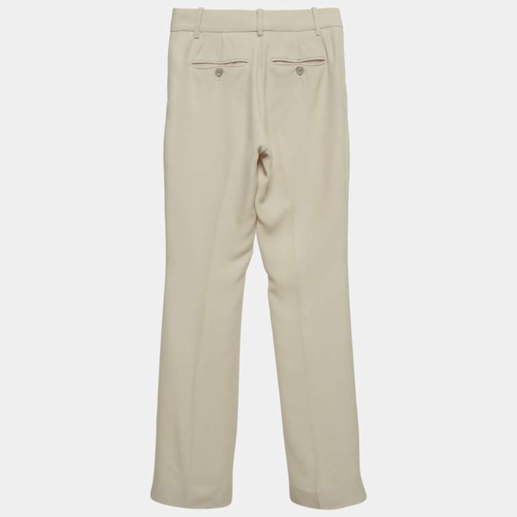 Pre Owned Gucci Cream Crepe Flared Trousers M