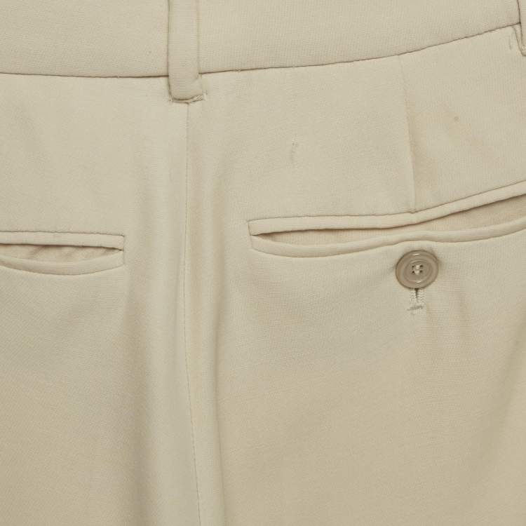 Pre Owned Gucci Cream Crepe Flared Trousers M