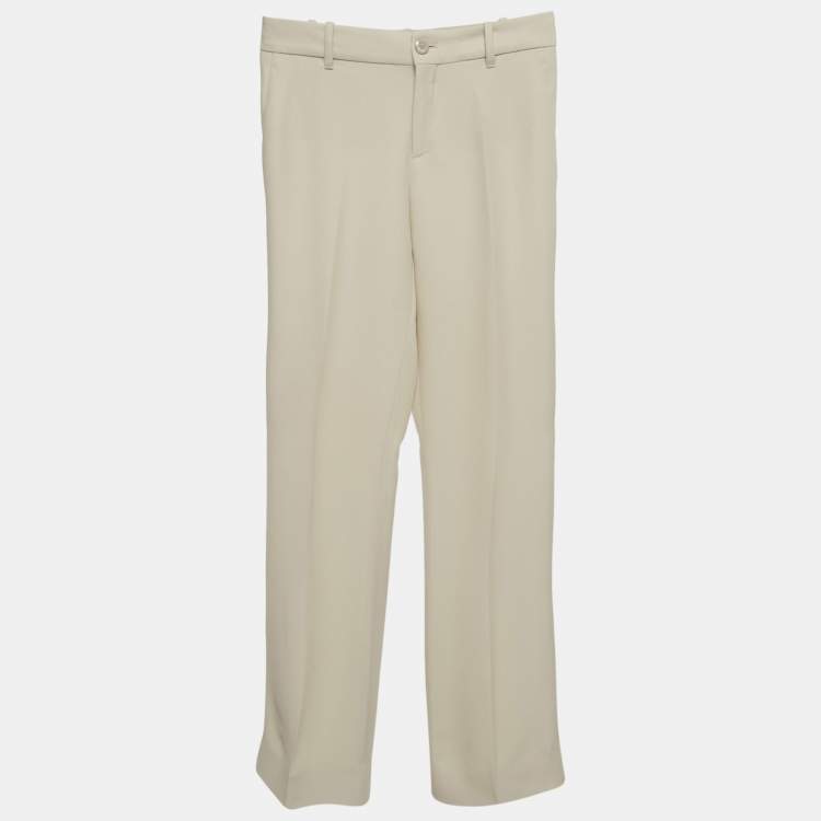 Pre Owned Gucci Cream Crepe Flared Trousers M