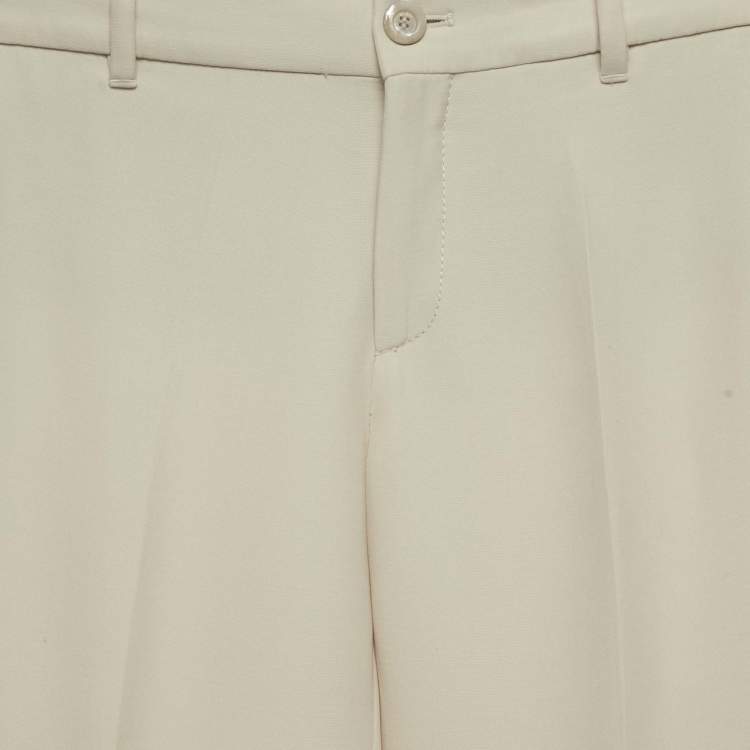 Pre Owned Gucci Cream Crepe Flared Trousers M