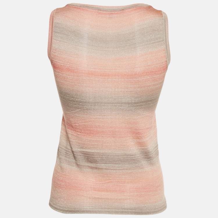 Pre Owned Gucci Orange Lurex Knit GG logo Detail Tank Top S 