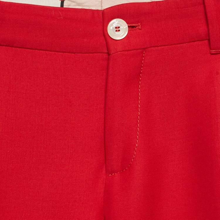 Pre Owned Gucci Red Crepe Flared Trousers S