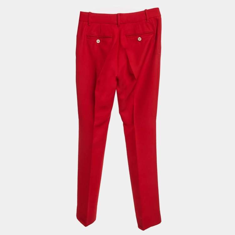 Pre Owned Gucci Red Crepe Flared Trousers S
