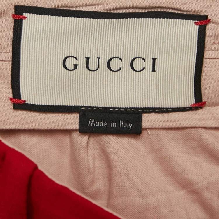 Pre Owned Gucci Red Crepe Flared Trousers S