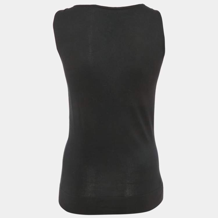 Pre Owned Gucci Black Stretch Knit V-Neck Sleeveless Top S