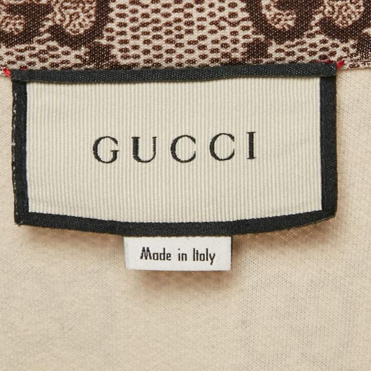 Pre Owned Gucci Beige GG Rainbow Jersey Zip-Up Jacket L