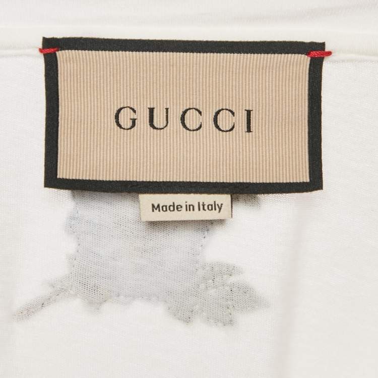 Pre Owned Gucci White Vintage Logo Print Jersey Distressed T-Shirt S