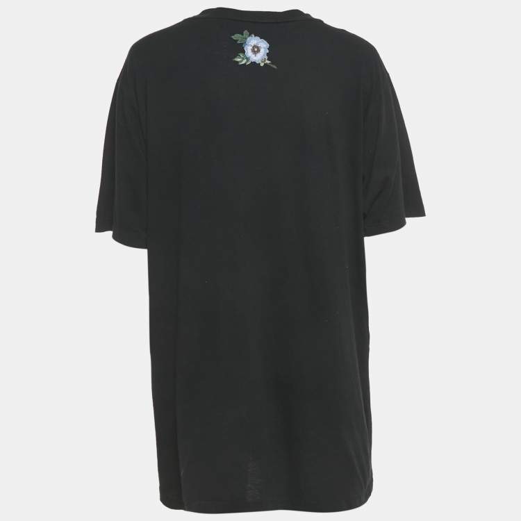 Pre Owned Gucci Black Vintage Logo Print Jersey Distressed T-Shirt M