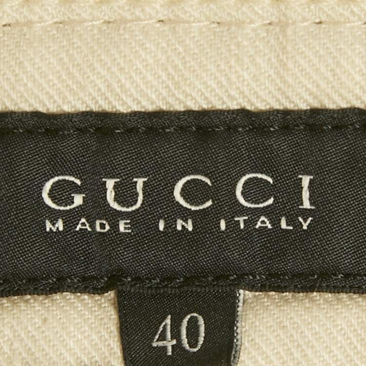 Pre Owned Gucci Beige Linen Blend Lace-Up Hem Skinny Jeans S Waist 29"