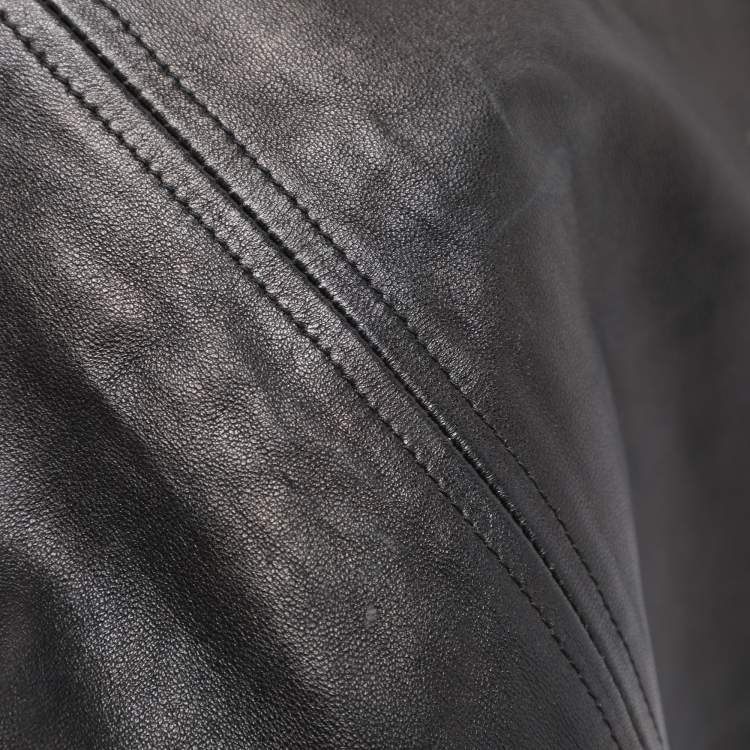 Pre Owned Gucci Black Leather Midi Skirt M