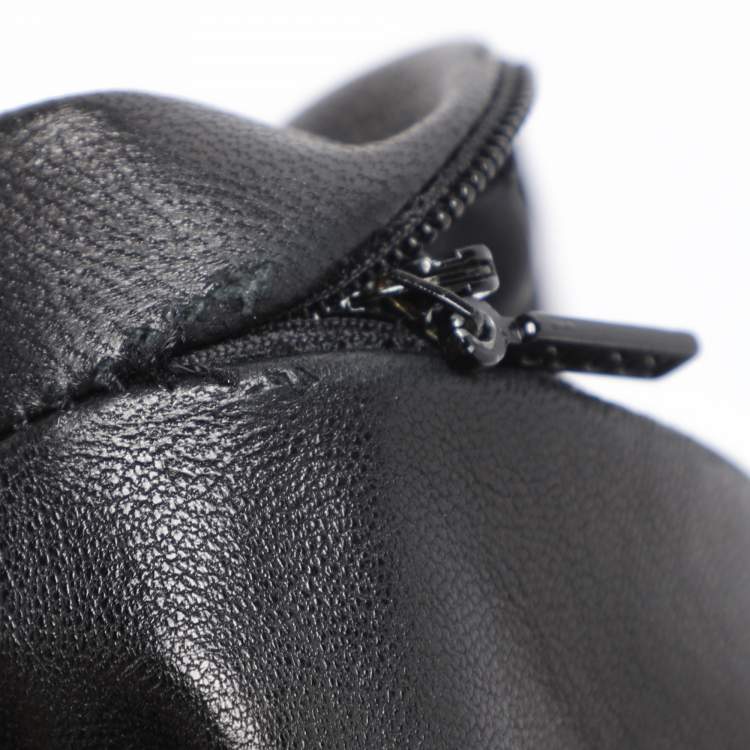 Pre Owned Gucci Black Leather Midi Skirt M