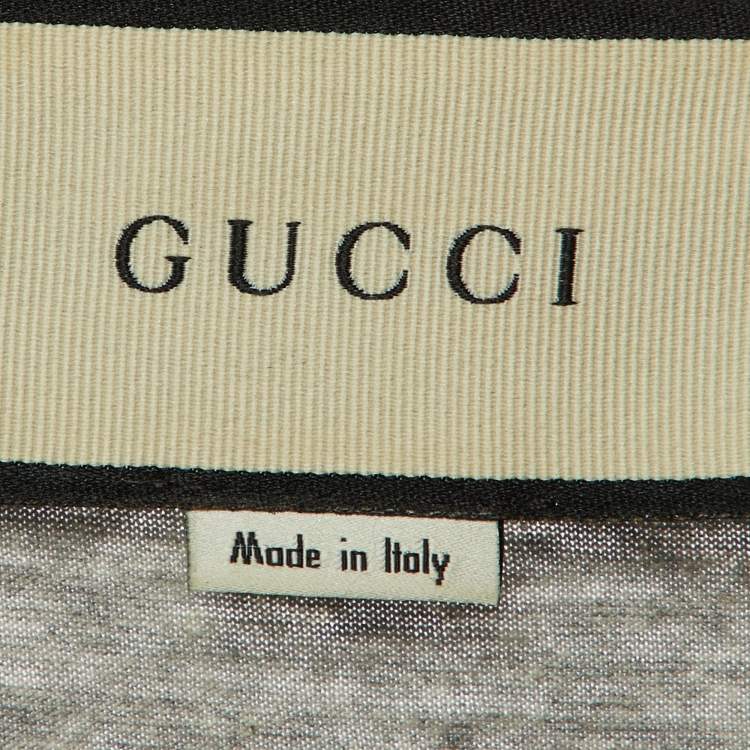 Pre Owned Gucci Grey Cotton Tiger Embellished Crew Neck T-Shirt L