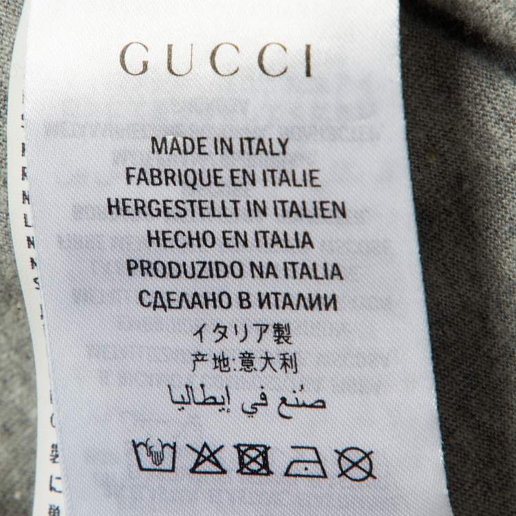 Pre Owned Gucci Grey Cotton Tiger Embellished Crew Neck T-Shirt L