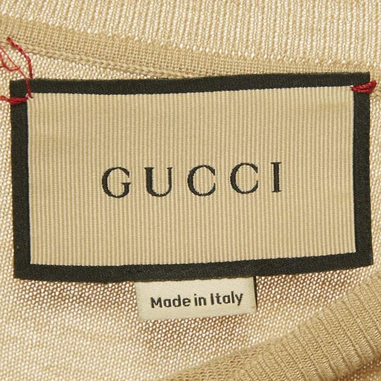 Pre Owned Gucci Camel Brown Wool Knit Sweatshirt S