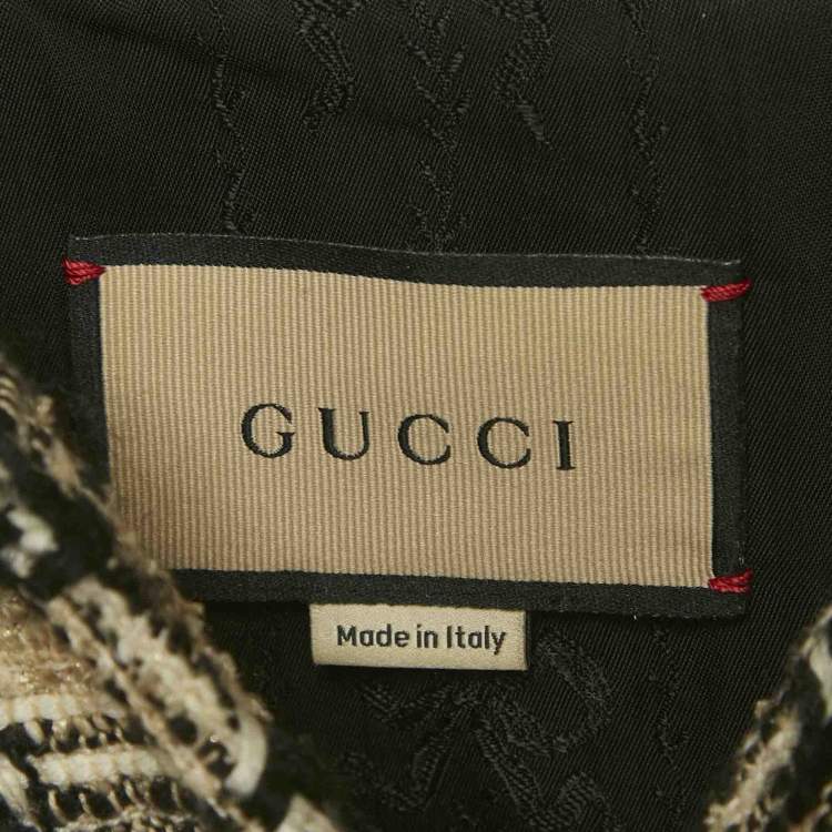 Pre Owned Gucci Beige Checks Tweed Button Front Jacket S