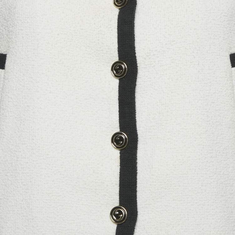 Pre Owned Gucci Off -White Tweed Short Sleeve Jacket S
