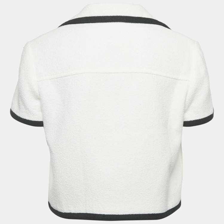 Pre Owned Gucci Off -White Tweed Short Sleeve Jacket S