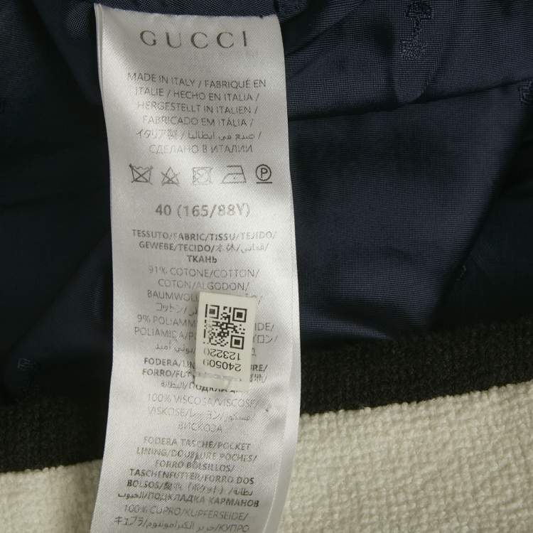 Pre Owned Gucci Off -White Tweed Short Sleeve Jacket S