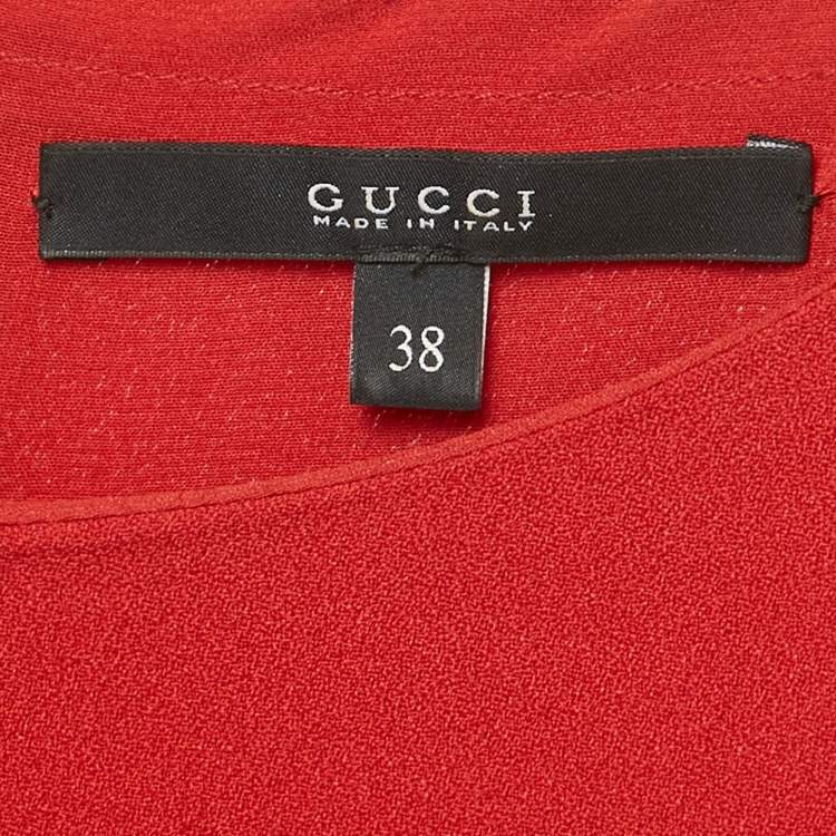 Pre Owned Gucci Red Crepe Belted Short Dress S