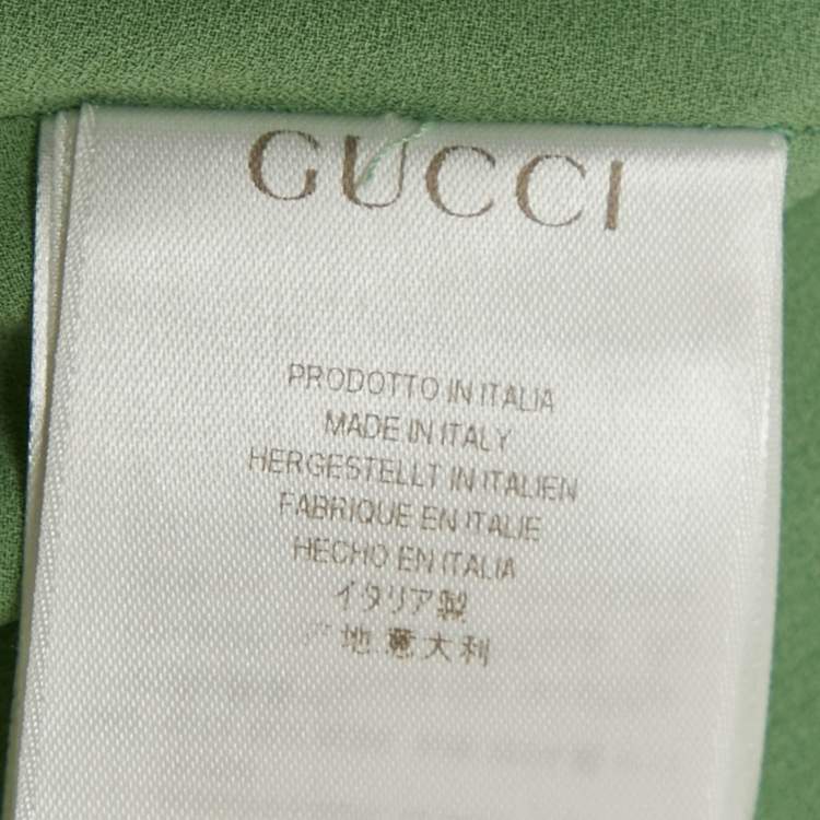 Pre Owned Gucci Mint Green Neck Embellished Silk Long Sleeve Maxi Dress S