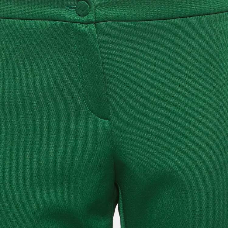 Pre Owned Gucci Green Floral Embroidery Jersey Pants XL