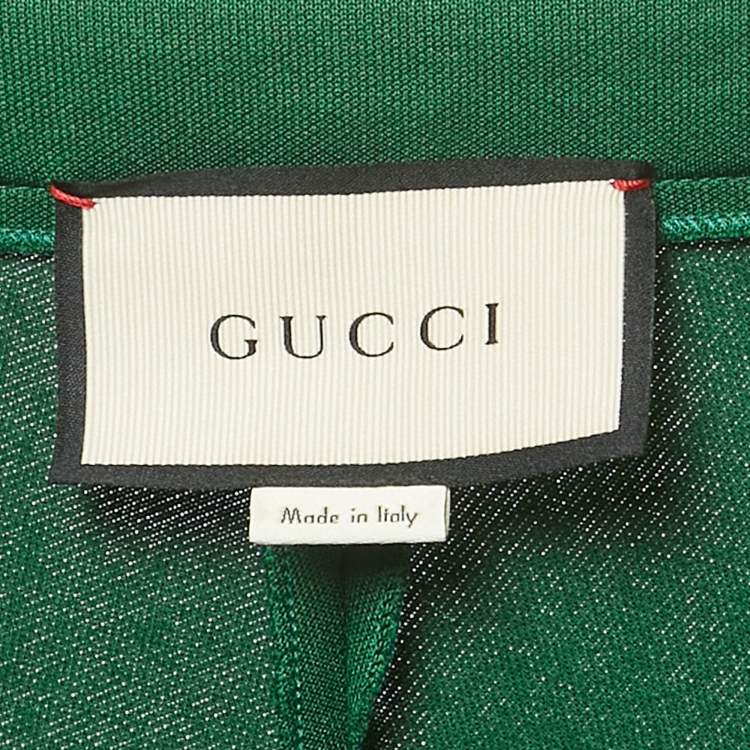 Pre Owned Gucci Green Floral Embroidery Jersey Pants XL