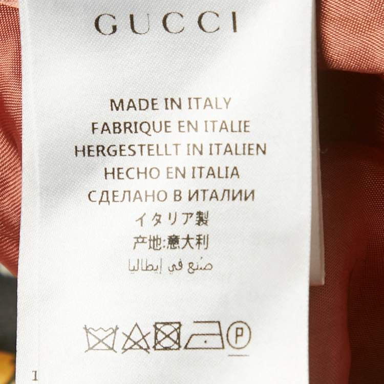 Pre Owned Gucci Beige Silk Guccification Bomber Jacket XS