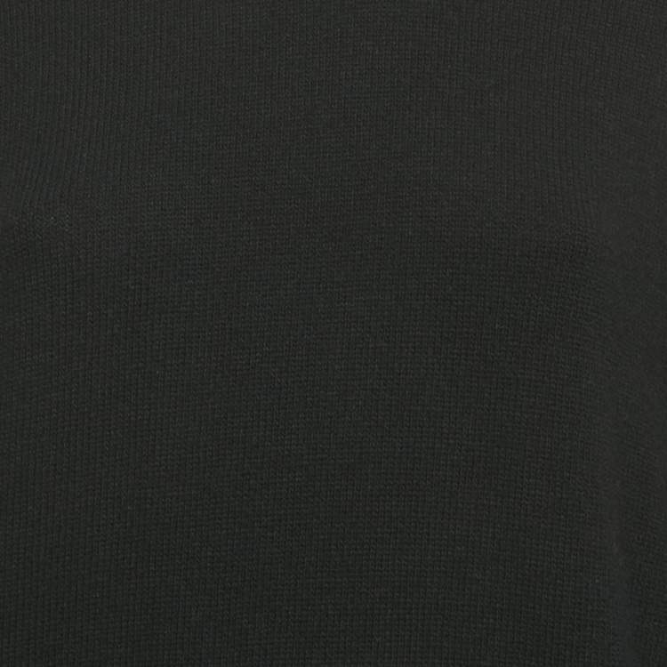 Pre Owned Gucci Black Wool & Lamé  Web Trim Detail Sweater L