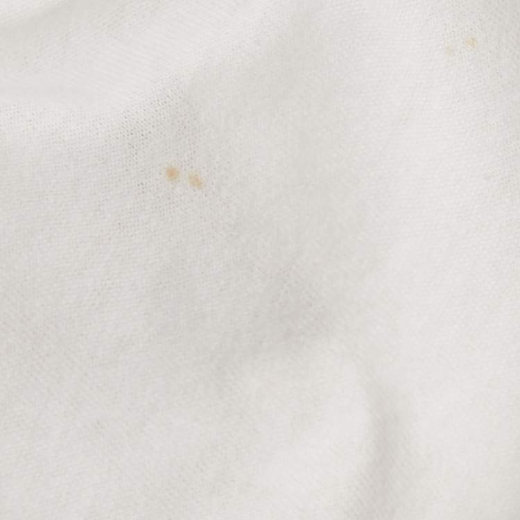 Pre Owned Gucci White GG Web Print Cotton Distressed T-Shirt S