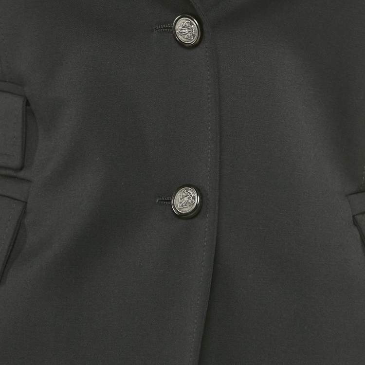 Pre Owned Gucci Equestrian Black Wool Leather Trim Single Breasted Blazer S