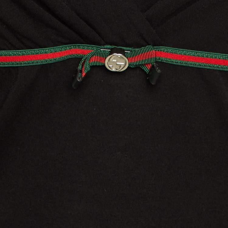 Pre Owned Gucci Black Modal Web Bow Detail Top L
