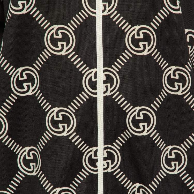 Pre Owned Gucci Black Interlocking G Cotton Blend Zip Jacket & Joggers Set L