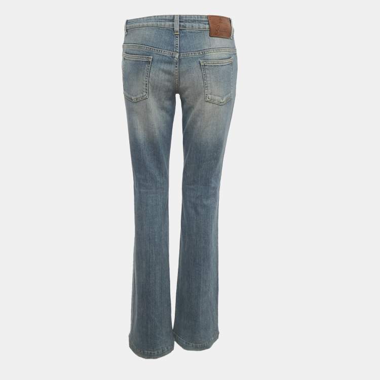 Pre Owned Gucci Blue Faded Denim Skinny Flare Jeans M Waist 32"