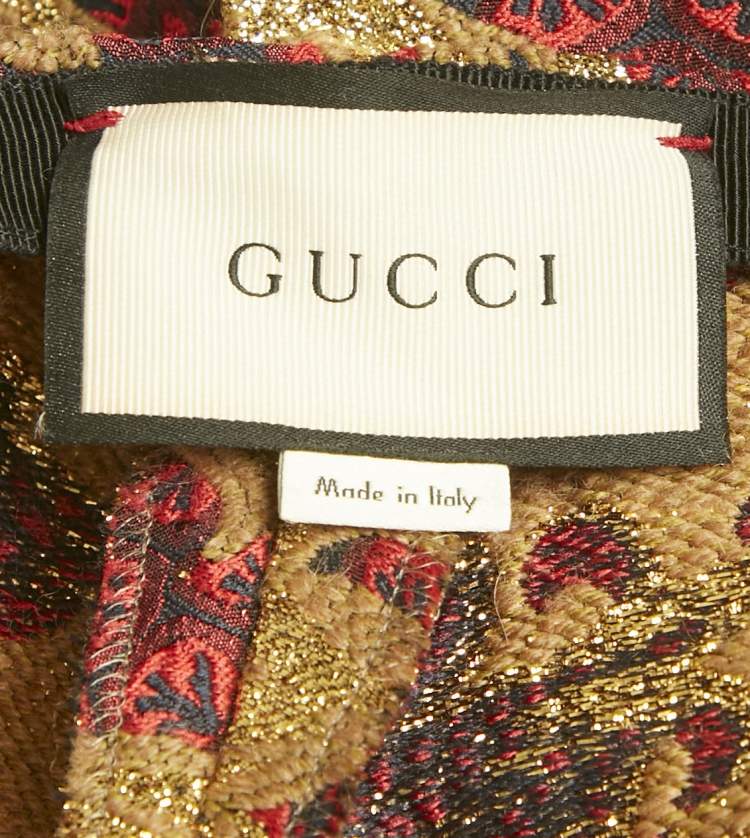 Pre Owned Gucci Red /Gold Floral Jacquard Culottes M