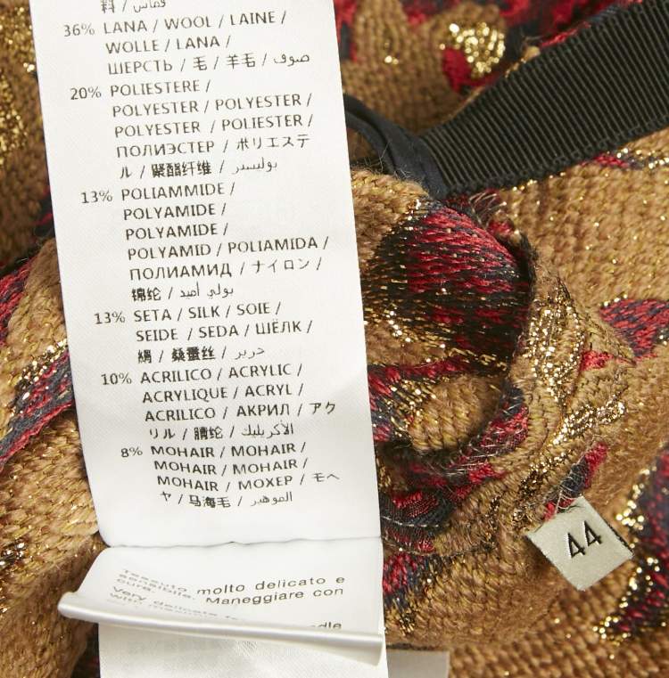 Pre Owned Gucci Red /Gold Floral Jacquard Culottes M
