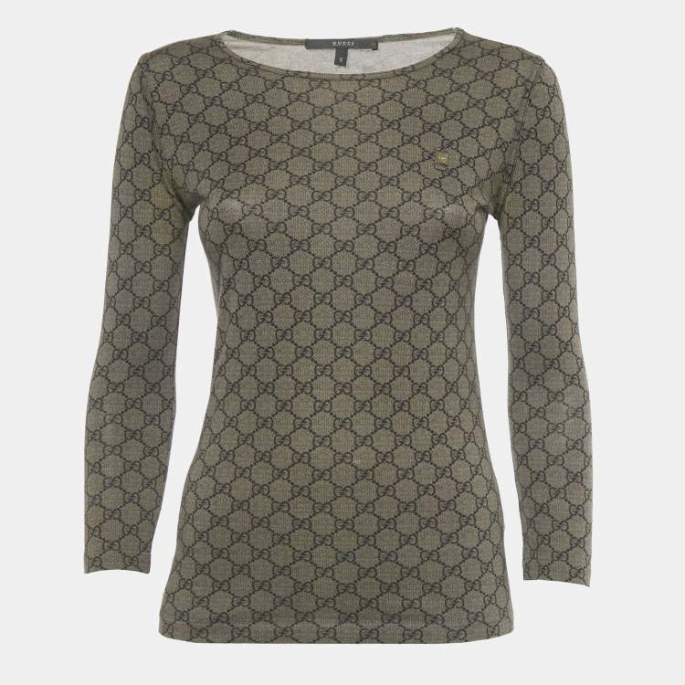 Pre Owned Gucci Brown GG Supreme Print Cotton T-Shirt S