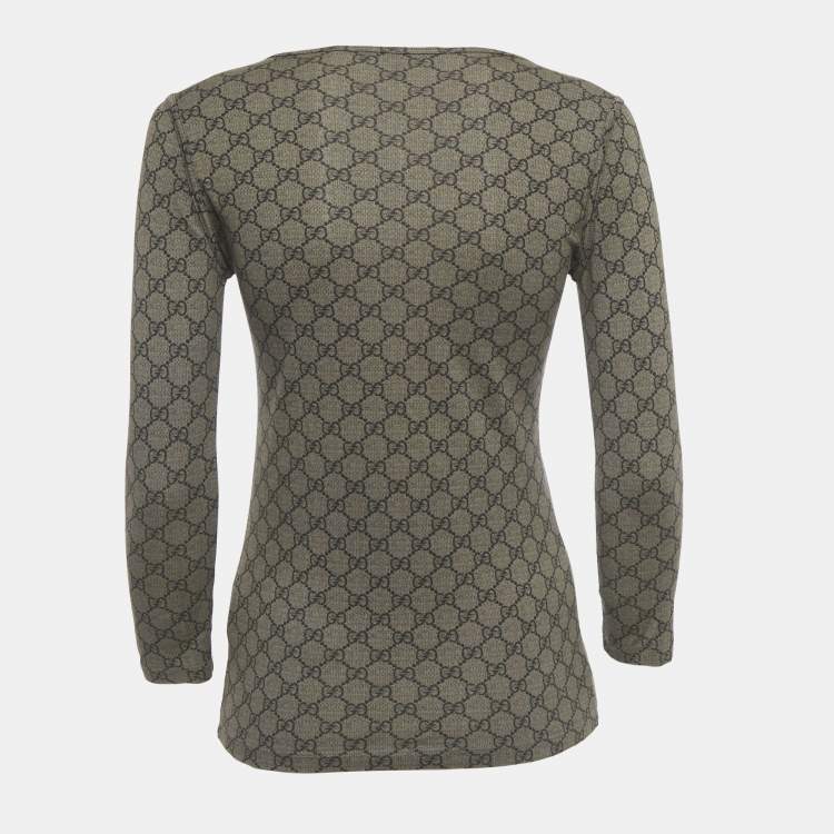 Pre Owned Gucci Brown GG Supreme Print Cotton T-Shirt S