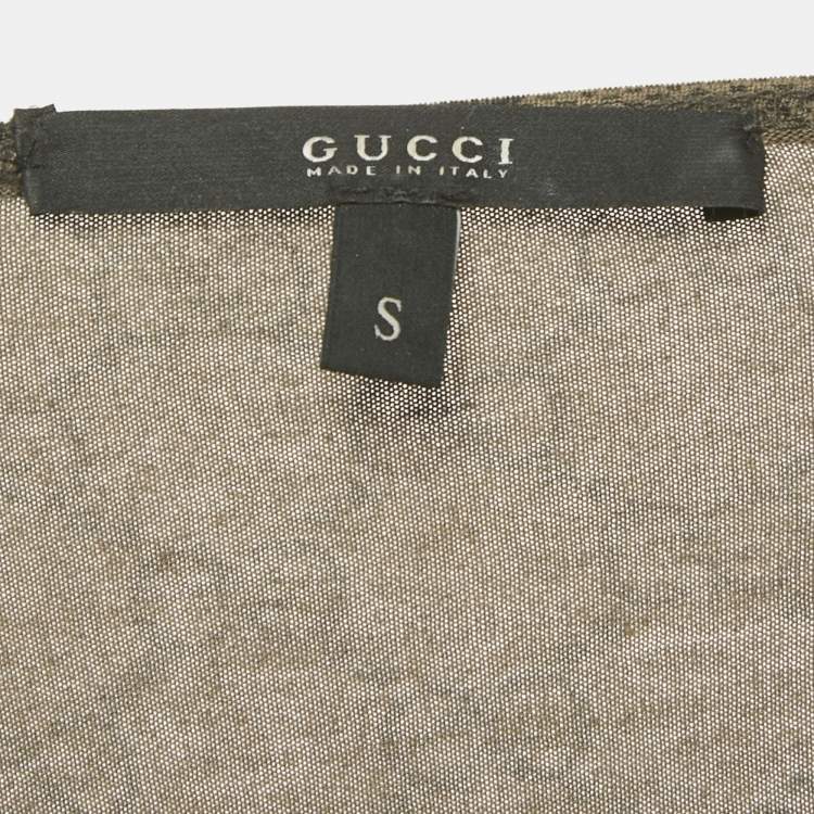 Pre Owned Gucci Brown GG Supreme Print Cotton T-Shirt S