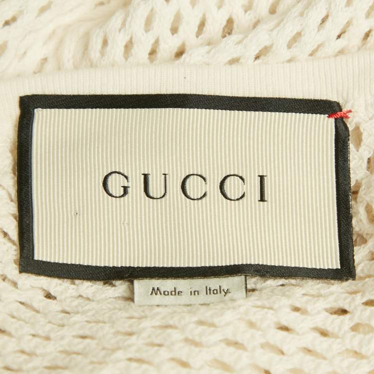 Pre Owned Gucci White Logo Print Mesh Tank Top M