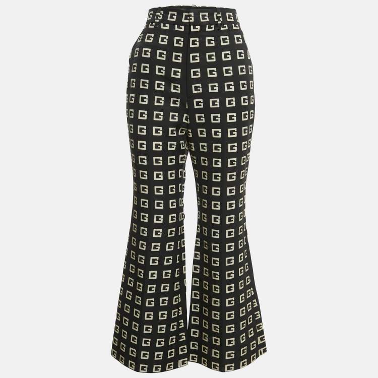 Pre Owned Gucci Black G Print Cotton Blend Flared Trousers S