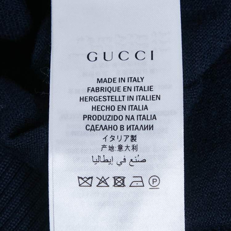 Pre Owned Gucci Navy Blue Wool Knit V-Neck Sweater S