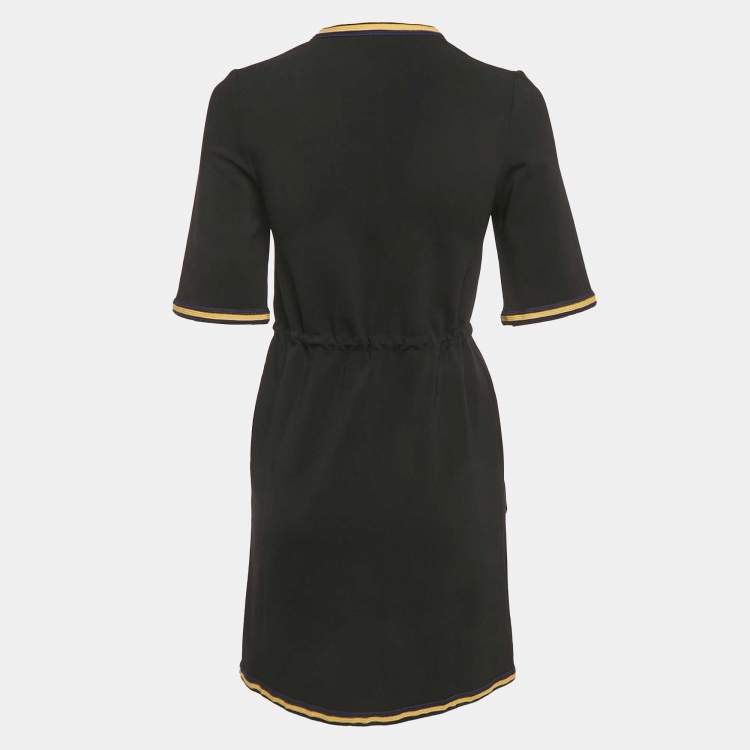 Pre Owned  Gucci Black Crepe StripeTrim Detail Mini Dress XS  